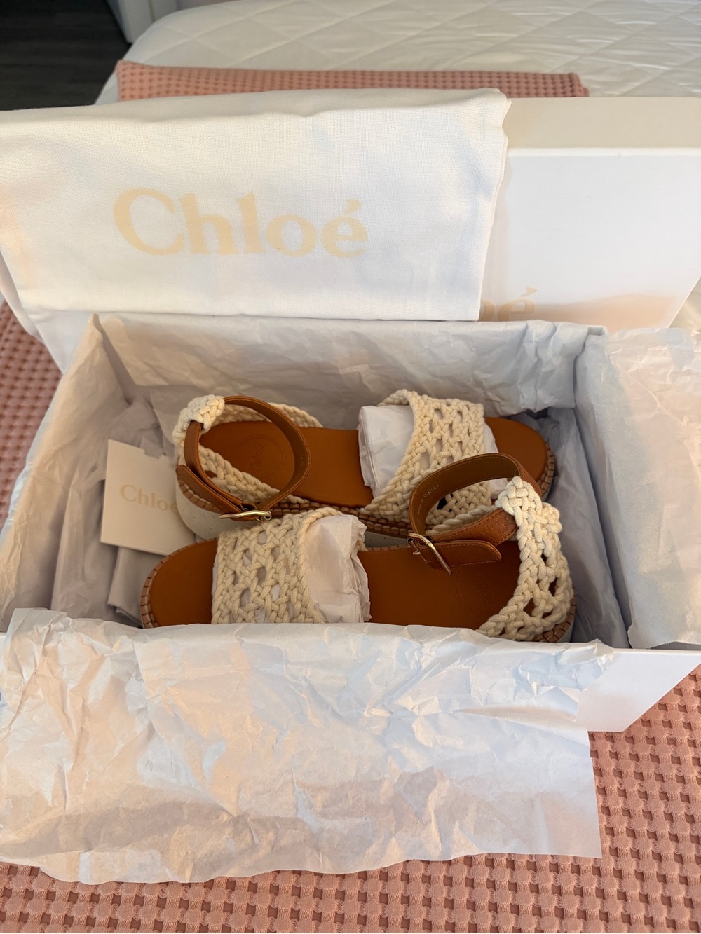 Chloé Women’s Luccia Flat Sandals Cream/Brown EU 38/US 8
